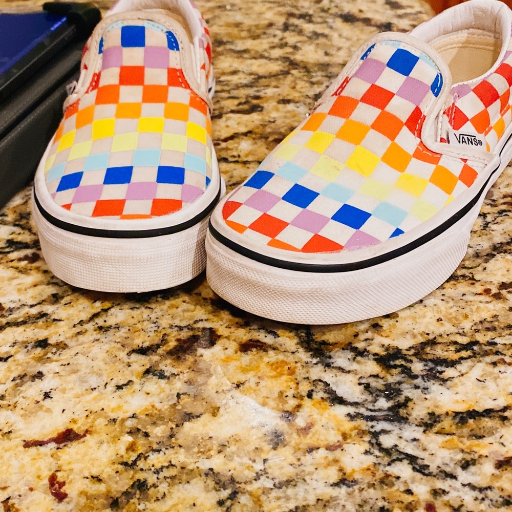 Vans Red and Orange Checkered Sneakers Slip-On
